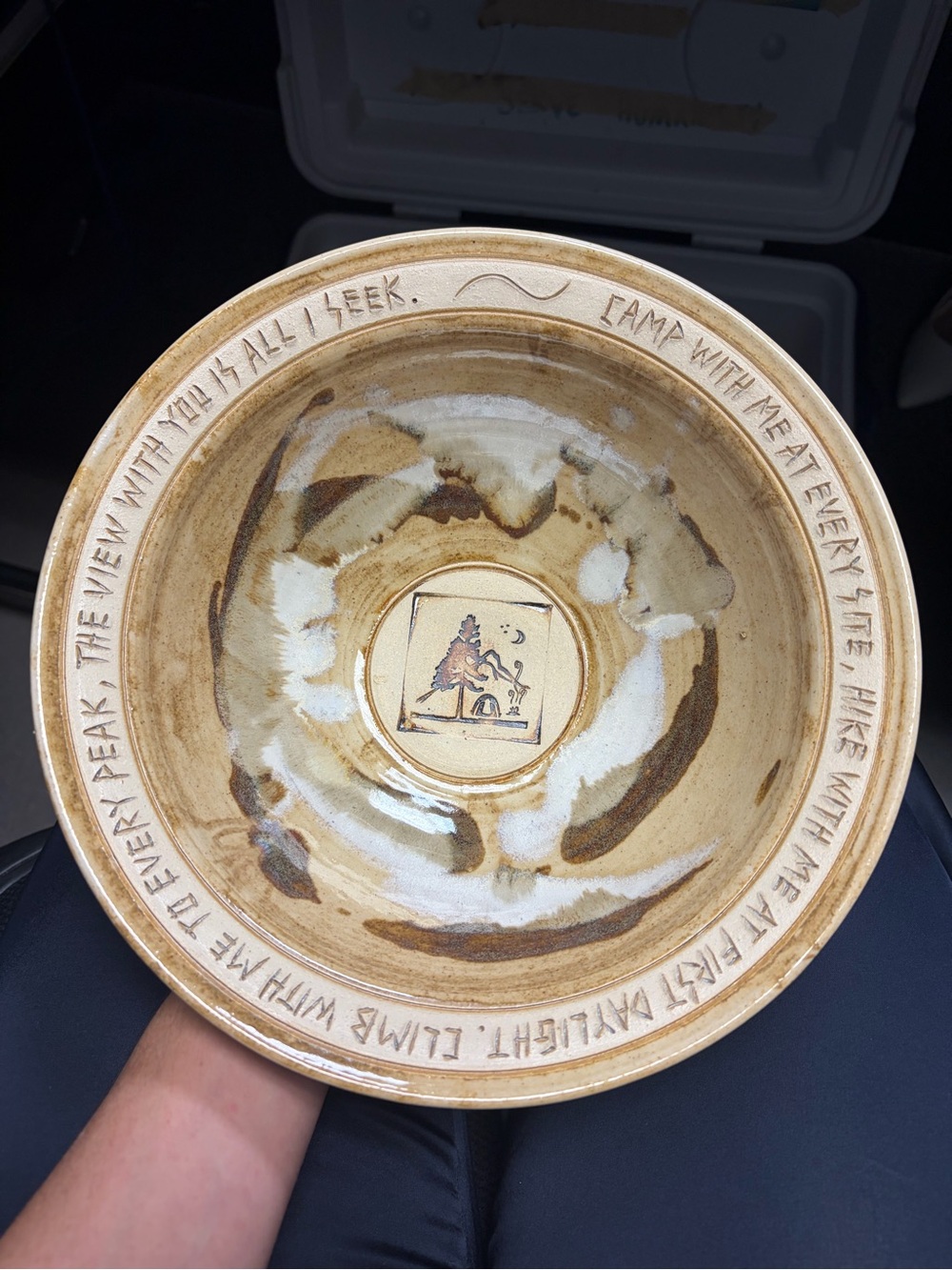Handmade Ceramic Serving Bowl in Cream and Brown